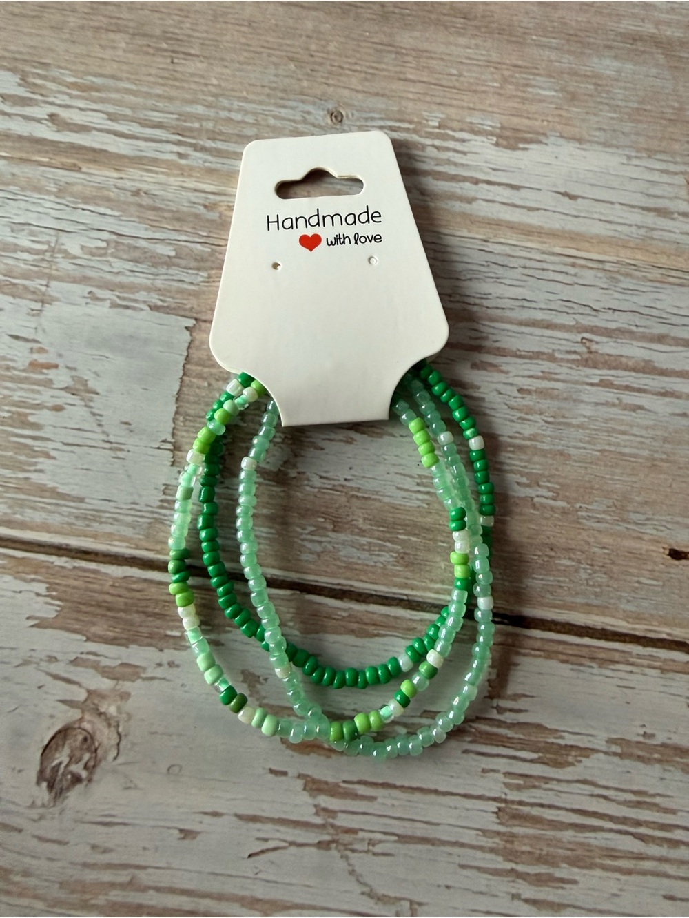 Handmade Green Multi-Strand Beaded Bracelet, boho style